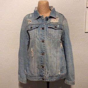 Young Hearts fun Free Distressed Jean Jacket S/M